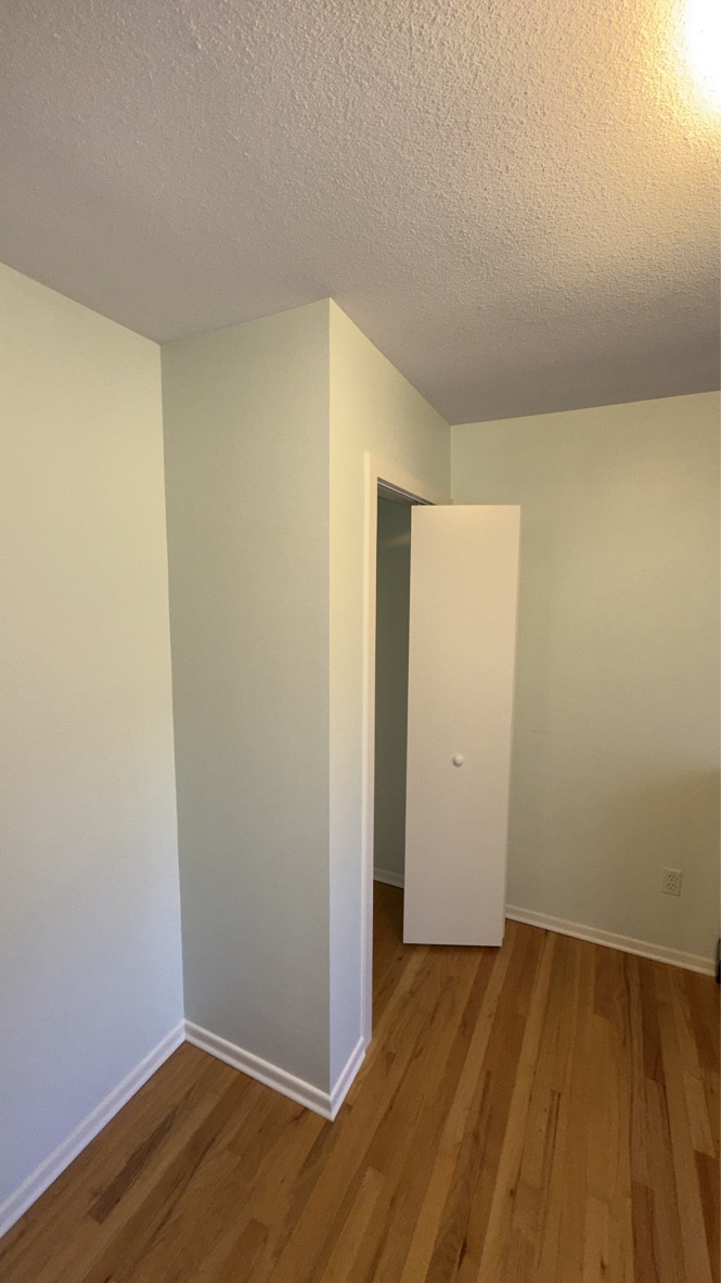 Finished interior wall and baseboard